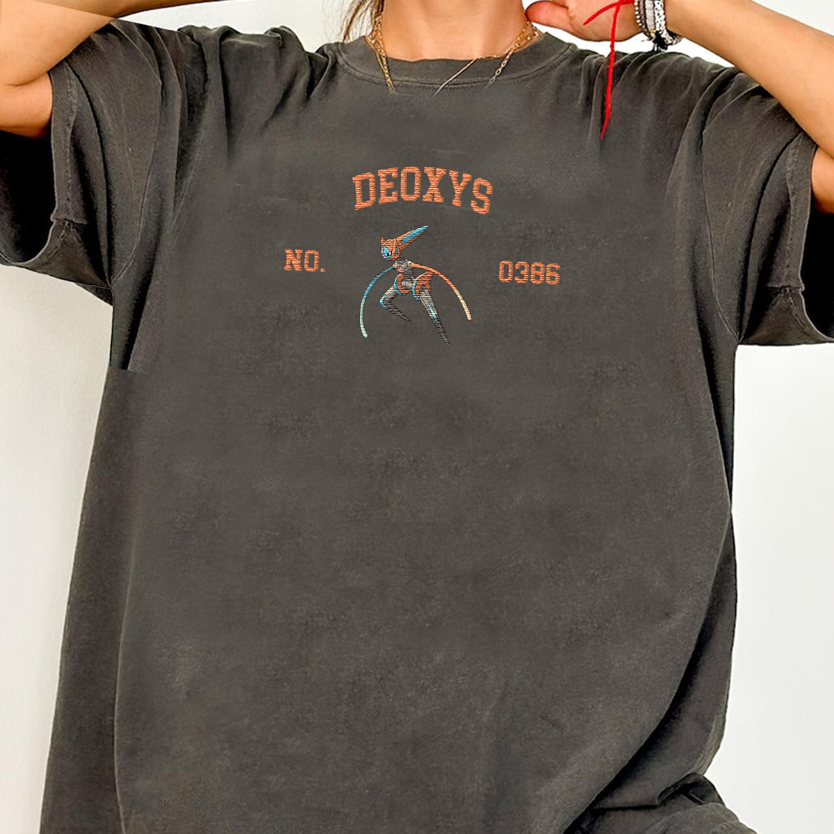 Deoxys Adorable Anime-Themed Embroidered T-Shirt,Crewneck,Hoodie-Trendy Versatile and a Thoughtful Gift for Friends