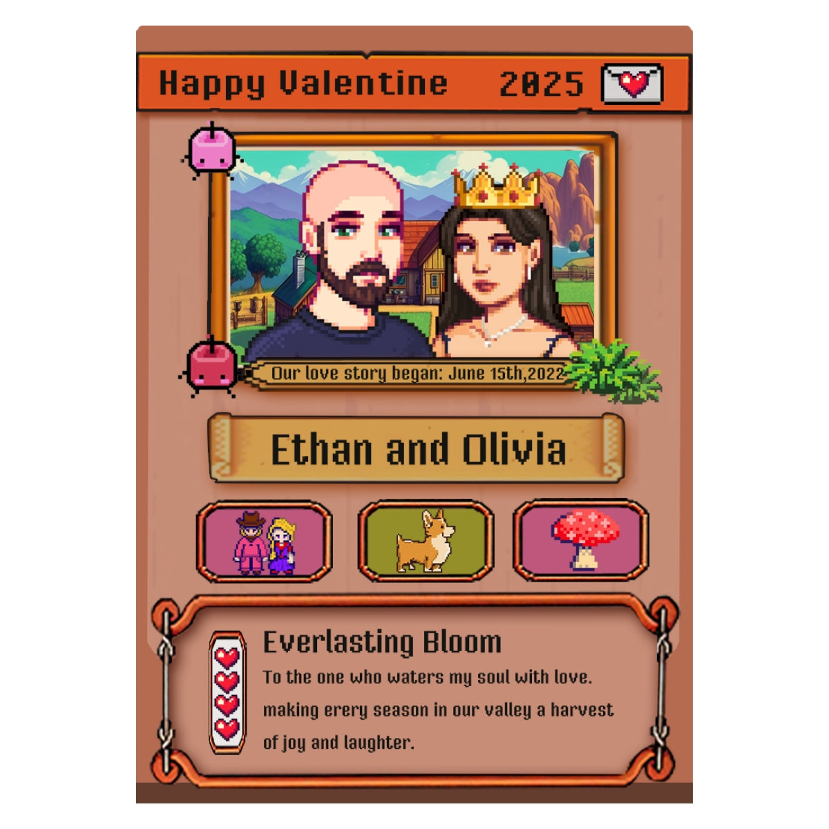Un'esclusiva carta in metallo Stardew Valley personalizzata per il tuo San Valentino