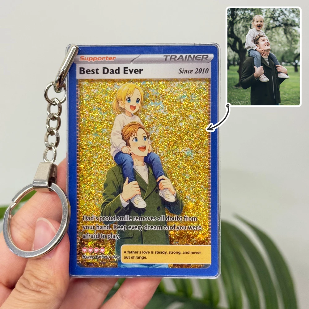 Best Dad Ever Flowing Glitter Trainer Card, Father's Day Gift