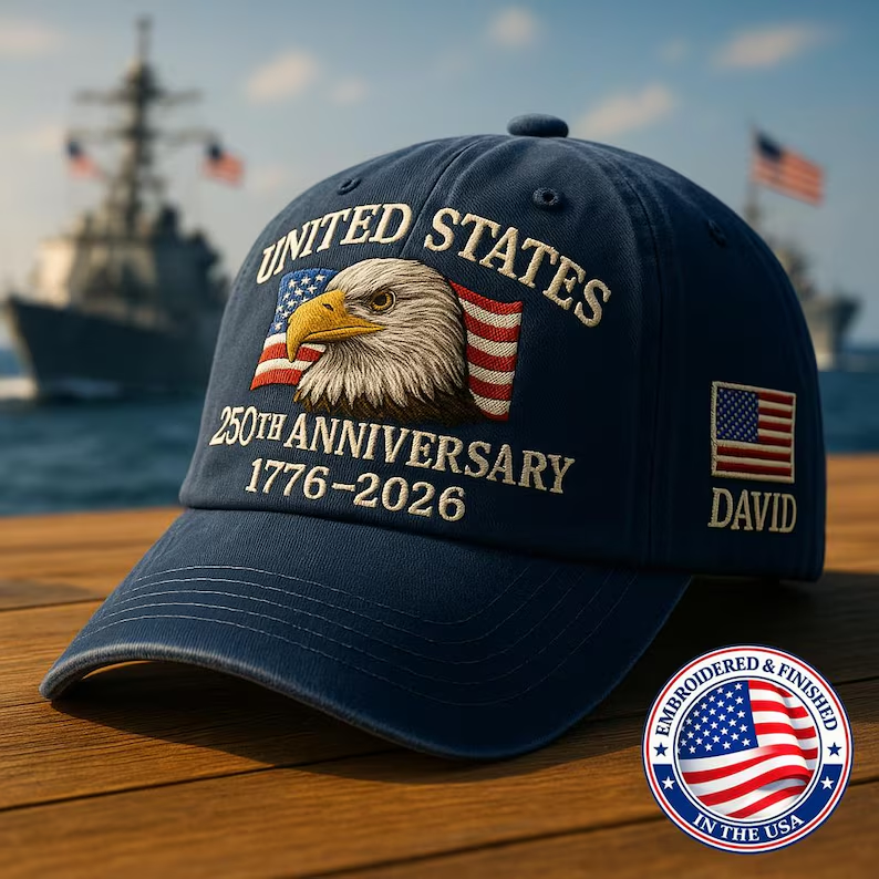 Custom Name United States 250th Anniversary Hat – 1776–2026 Patriotic Eagle Cap, Custom Embroidered USA Flag Veteran Gift For Men and Women