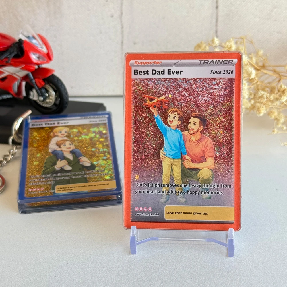 Best Dad Ever Flowing Glitter Trainer Card, Father's Day Gift