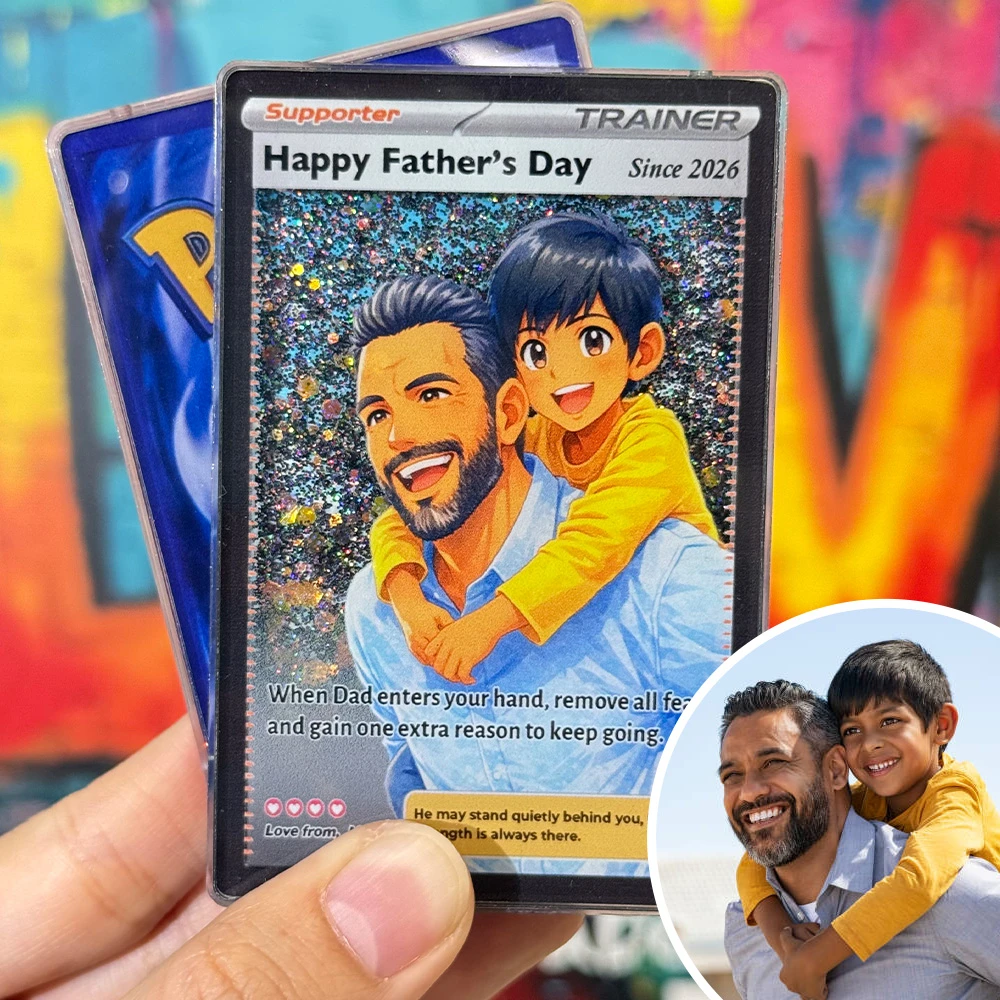 Best Dad Ever Flowing Glitter Trainer Card, Father's Day Gift