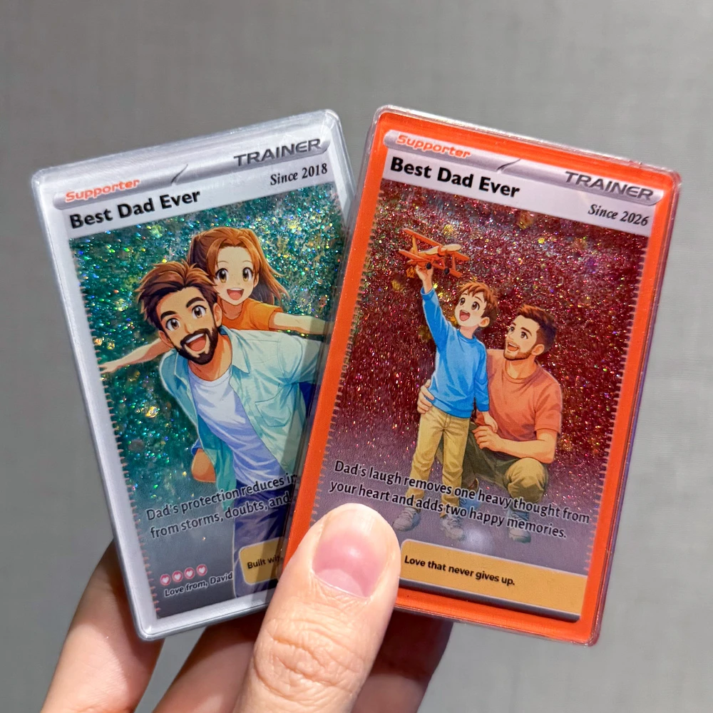 Best Dad Ever Flowing Glitter Trainer Card, Father's Day Gift