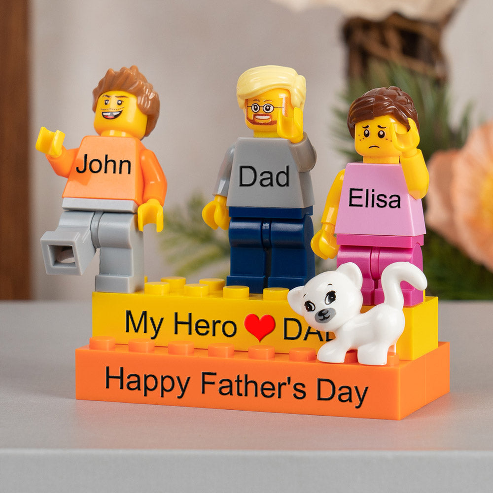 Personalised Minifigures With Kids Name For Dad Father's Day Gift