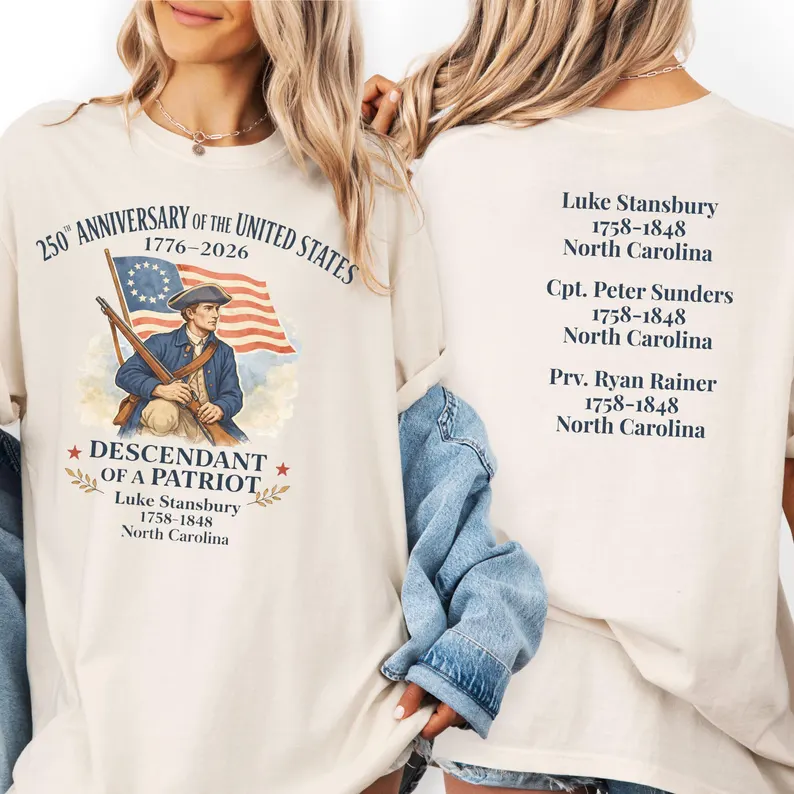 Custom 250th Anniversary of the United States Shirt, Descendant of a Patriot Tee, 1776–2026 Historic American Heritage Gift