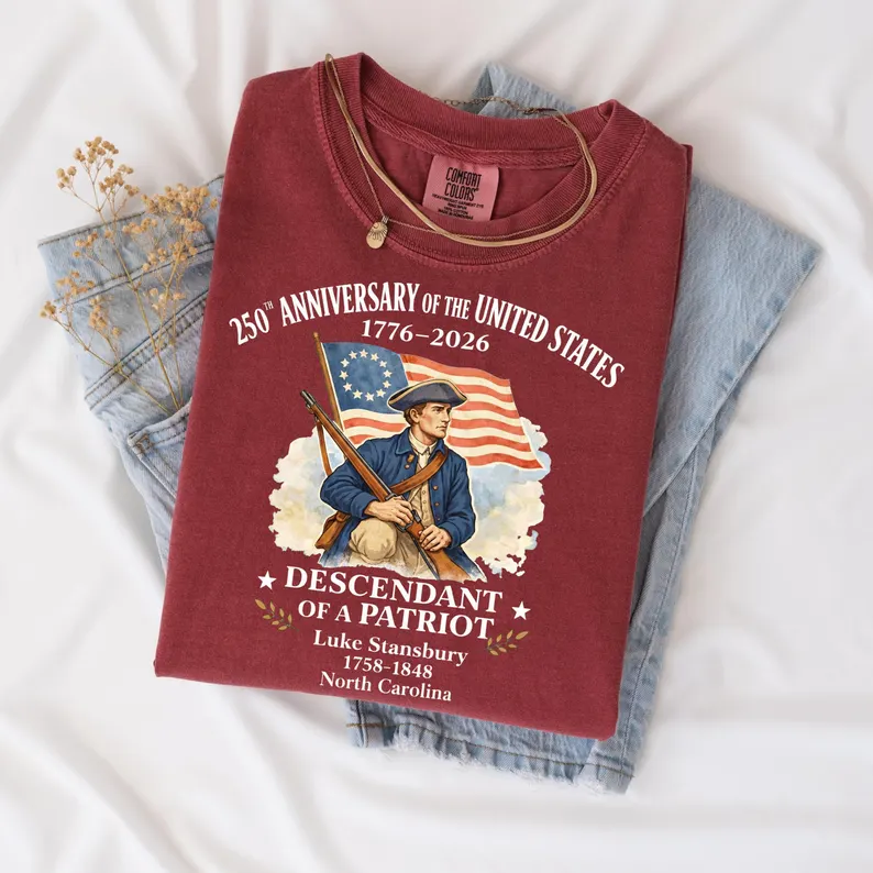 Custom 250th Anniversary of the United States Shirt, Descendant of a Patriot Tee, 1776–2026 Historic American Heritage Gift