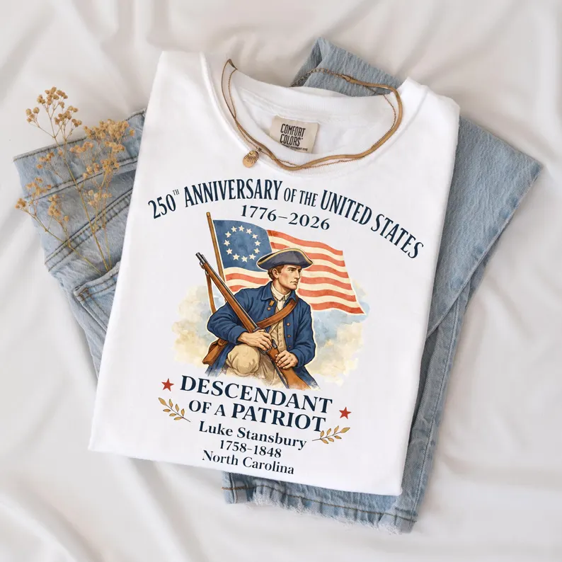 Custom 250th Anniversary of the United States Shirt, Descendant of a Patriot Tee, 1776–2026 Historic American Heritage Gift