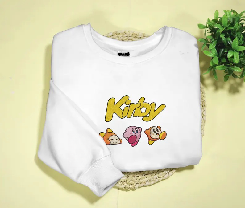 Kirby Embroidery Anime Character Crewneck Sweatshirt, Personal Anime Gift Hoodie, 90s Monster Stitched Shirt, Personal Anime Gift Hoodie,Christmas Gift For Anime Lovers.Perfect Gift For Anime Lovers.