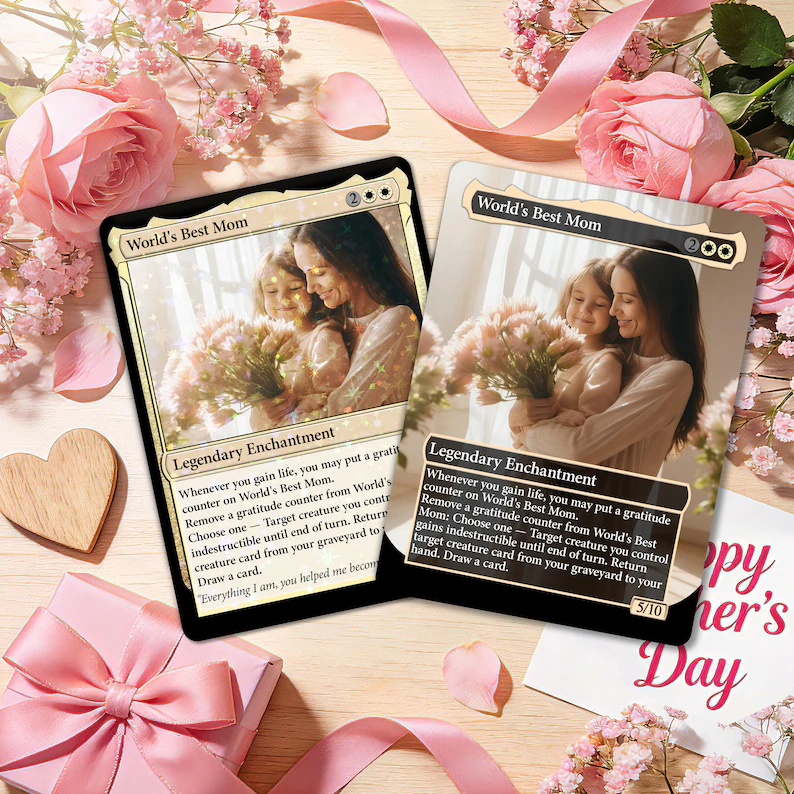 Custom Magic Gold Metal Card, Personalized Mom Cards, Mother’s Day Gift, Unique Gifts for Mom