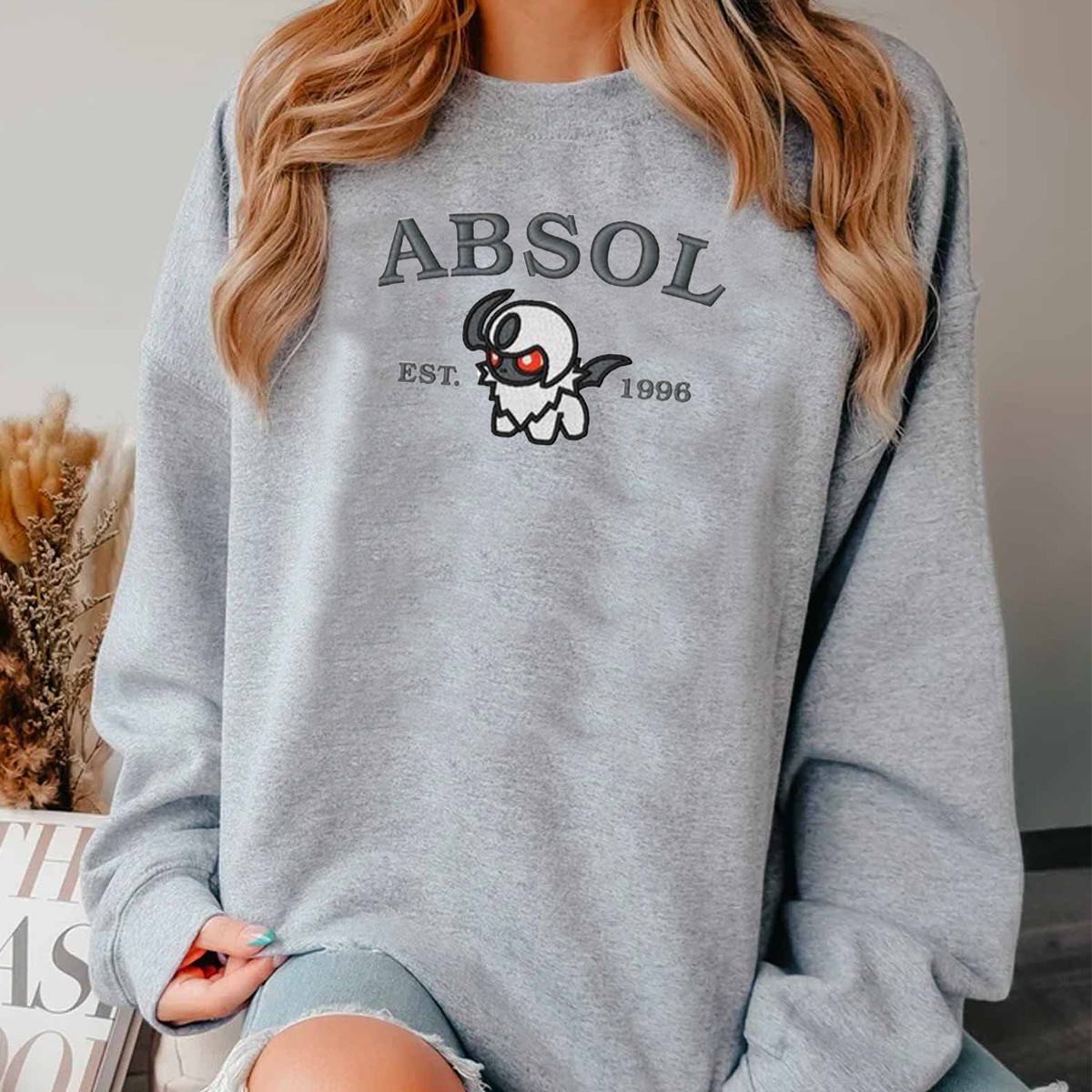 Absol Anime Anime Characters Embroidered Crewneck Sweatshirt,Hoodie,Personal Anime Gift Hoodie,Perfect Gift For Anime Lovers.