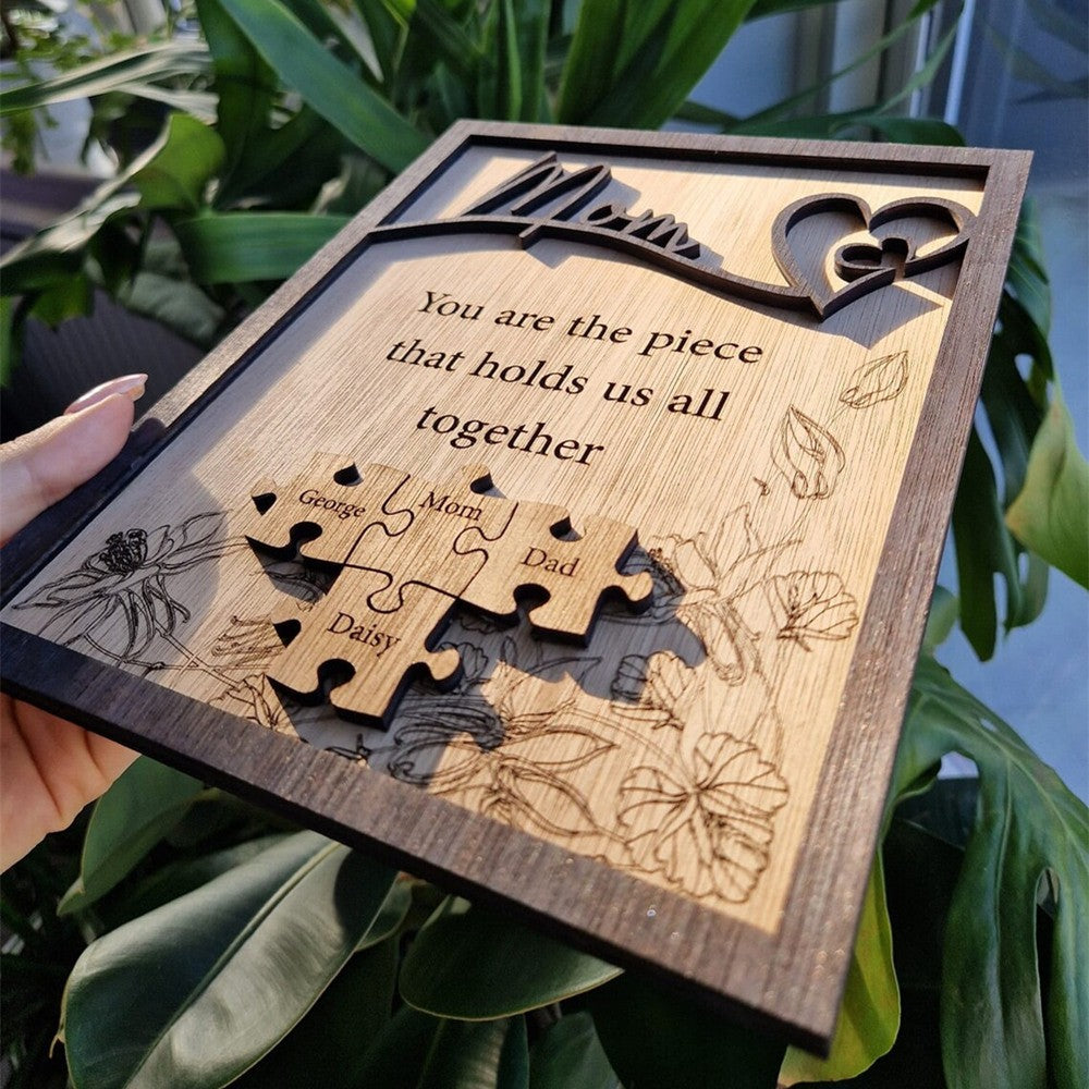 Personalised Mum Puzzle Sign With Kids Name For Mother's Day Gift You Are The Piece That Holds Us Together