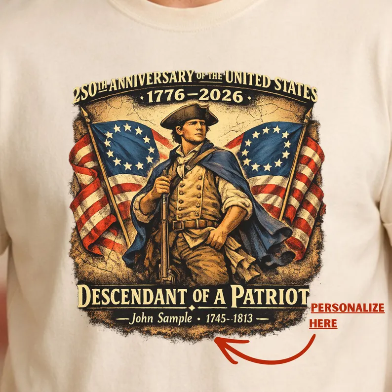 250th Anniversary USA Shirt, Personalized Patriotic Tee, 1776–2026 American Heritage