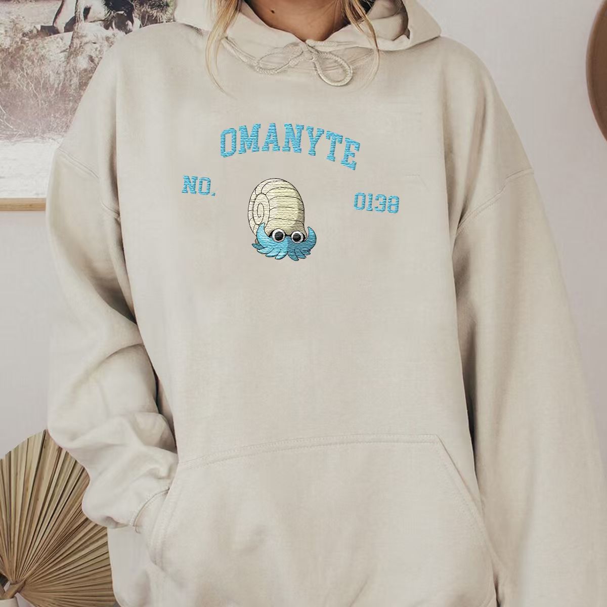 Omanyte Anime-Themed Embroidered T-Shirt,Crewneck,Hoodie-Trendy Versatile and a Thoughtful Gift for Friends