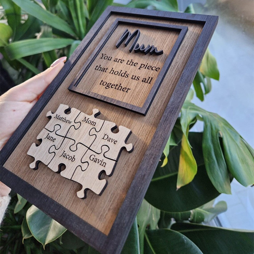 Personalised Mum Puzzle Sign With Kids Name For Mother's Day Gift You Are The Piece That Holds Us Together