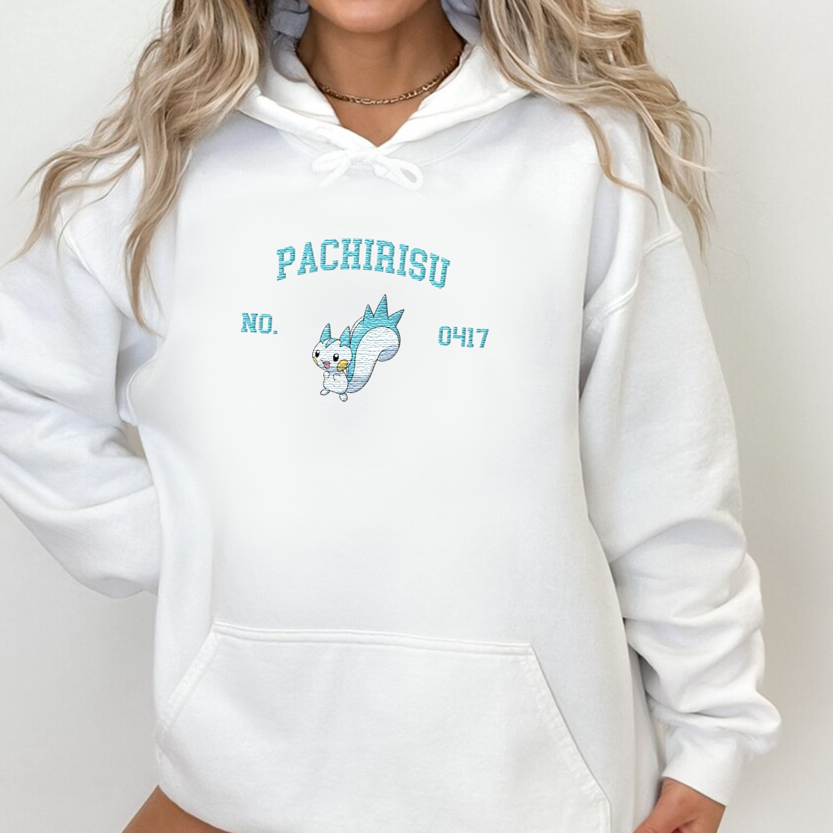 Pachirisu Adorable Anime-Themed Embroidered T-Shirt,Crewneck,Hoodie-Trendy Versatile and a Thoughtful Gift for Friends