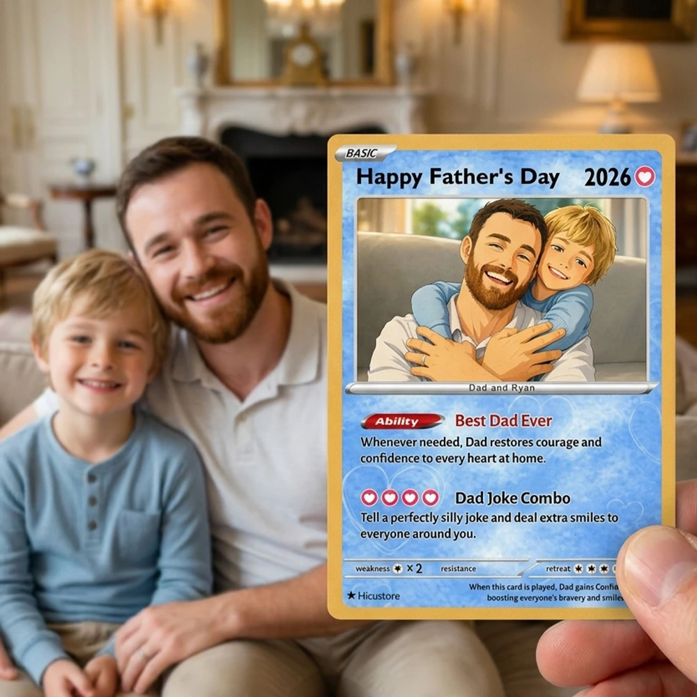 Custom Photo Anime "Best Dad Ever" Trading Card Poke card