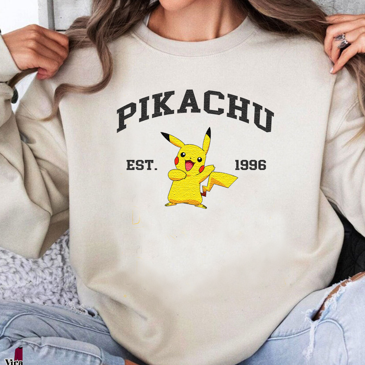 Cute Est.1996 Anime Characters Embroidered Crewneck Sweatshirt,Hoodie,Personal Anime Gift Hoodie,Perfect Gift For Anime Lovers.