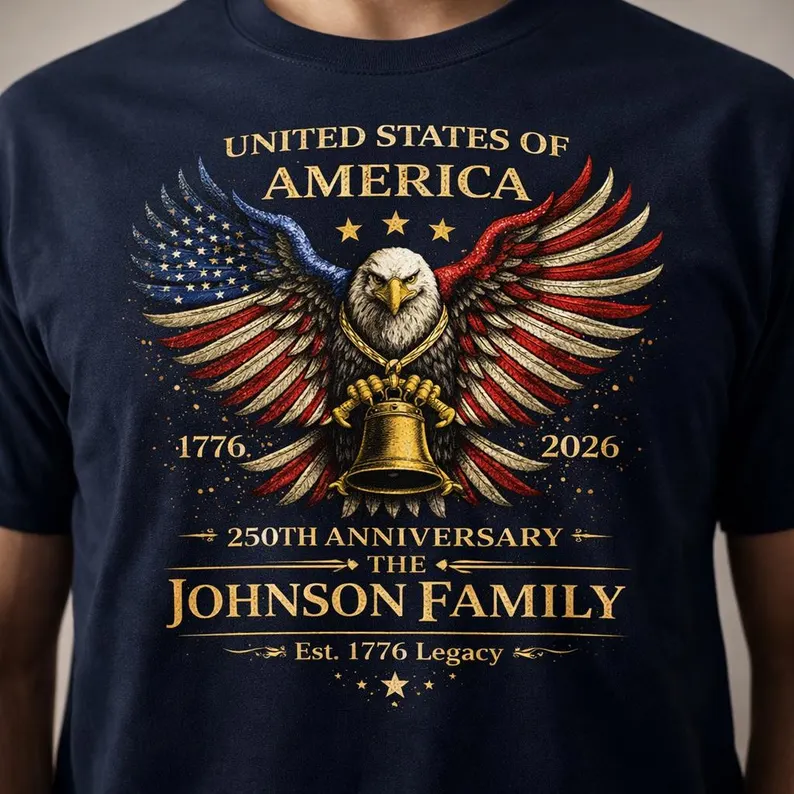 Custom Family America 250th Anniversary Patriotic Eagle Shirt