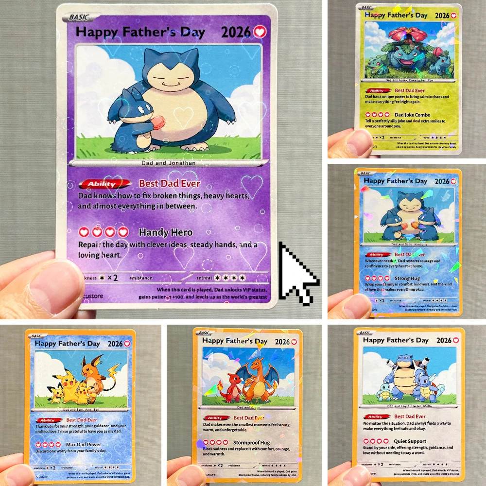 Custom "Best Dad Ever" Trading Card Pokecard with Character