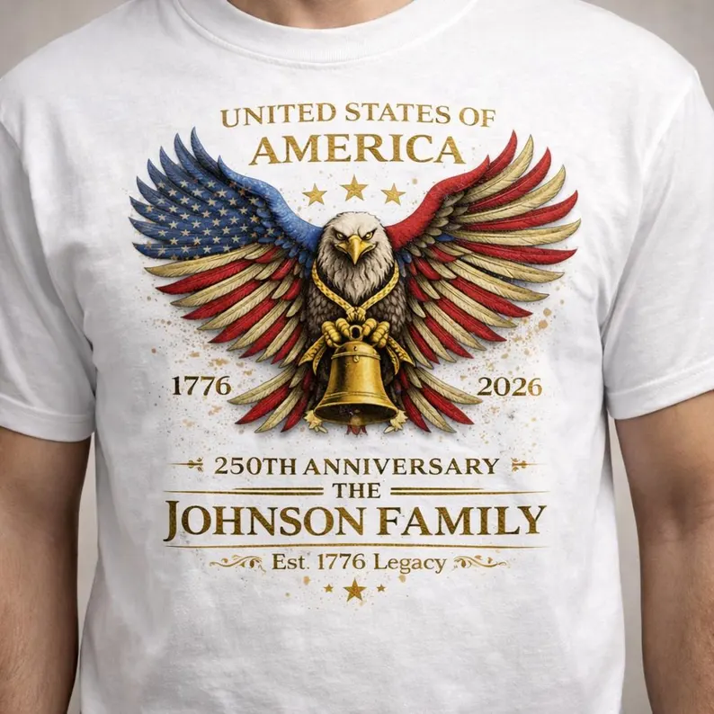Custom Family America 250th Anniversary Patriotic Eagle Shirt