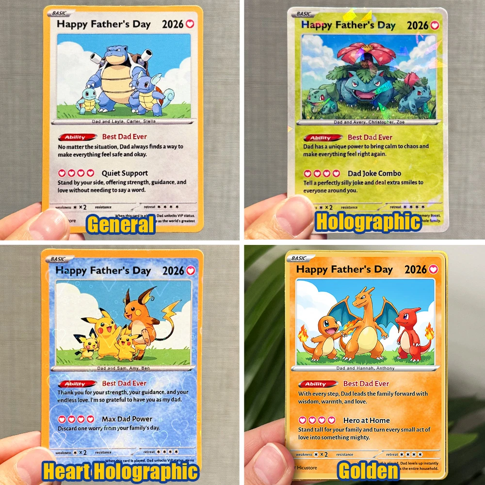 Custom "Best Dad Ever" Trading Card Pokecard with Character