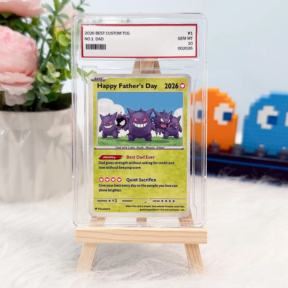 Custom "Best Dad Ever" Trading Card Pokecard with Character