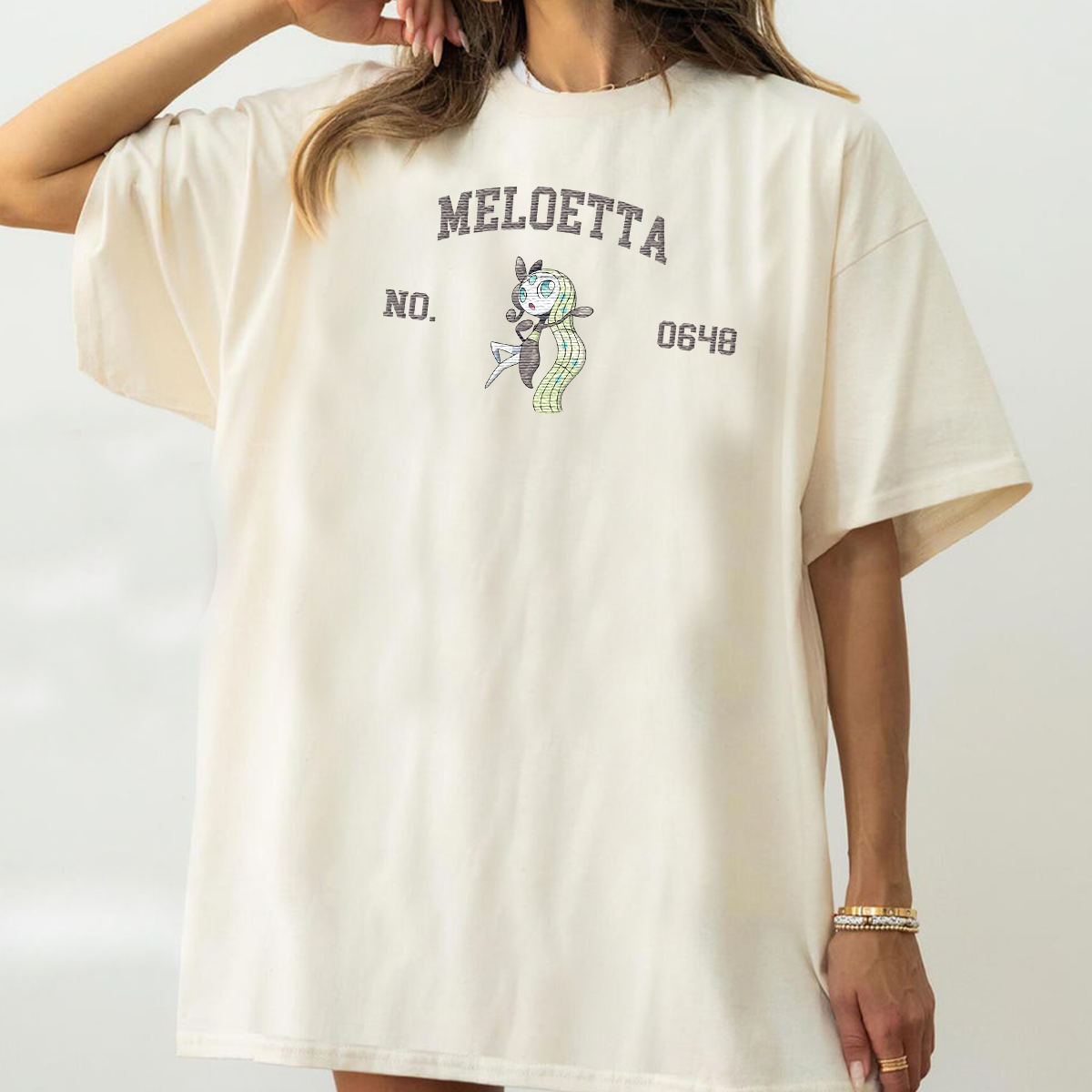 Meloetta Adorable Anime-Themed Embroidered T-Shirt,Crewneck,Hoodie-Trendy Versatile and a Thoughtful Gift for Friends