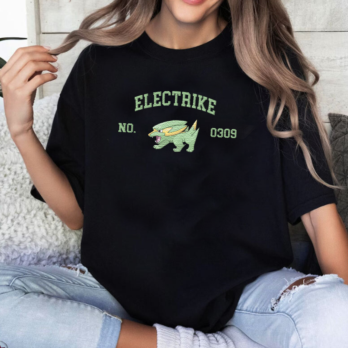 Electrike Adorable Anime-Themed Embroidered T-Shirt,Crewneck,Hoodie-Trendy Versatile and a Thoughtful Gift for Friends