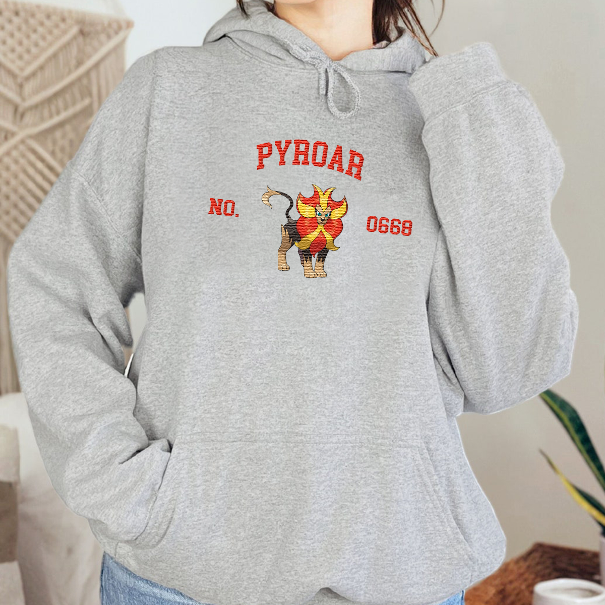 Pyroar Anime-Themed Embroidered T-Shirt,Crewneck,Hoodie-Trendy Versatile and a Thoughtful Gift for Friends