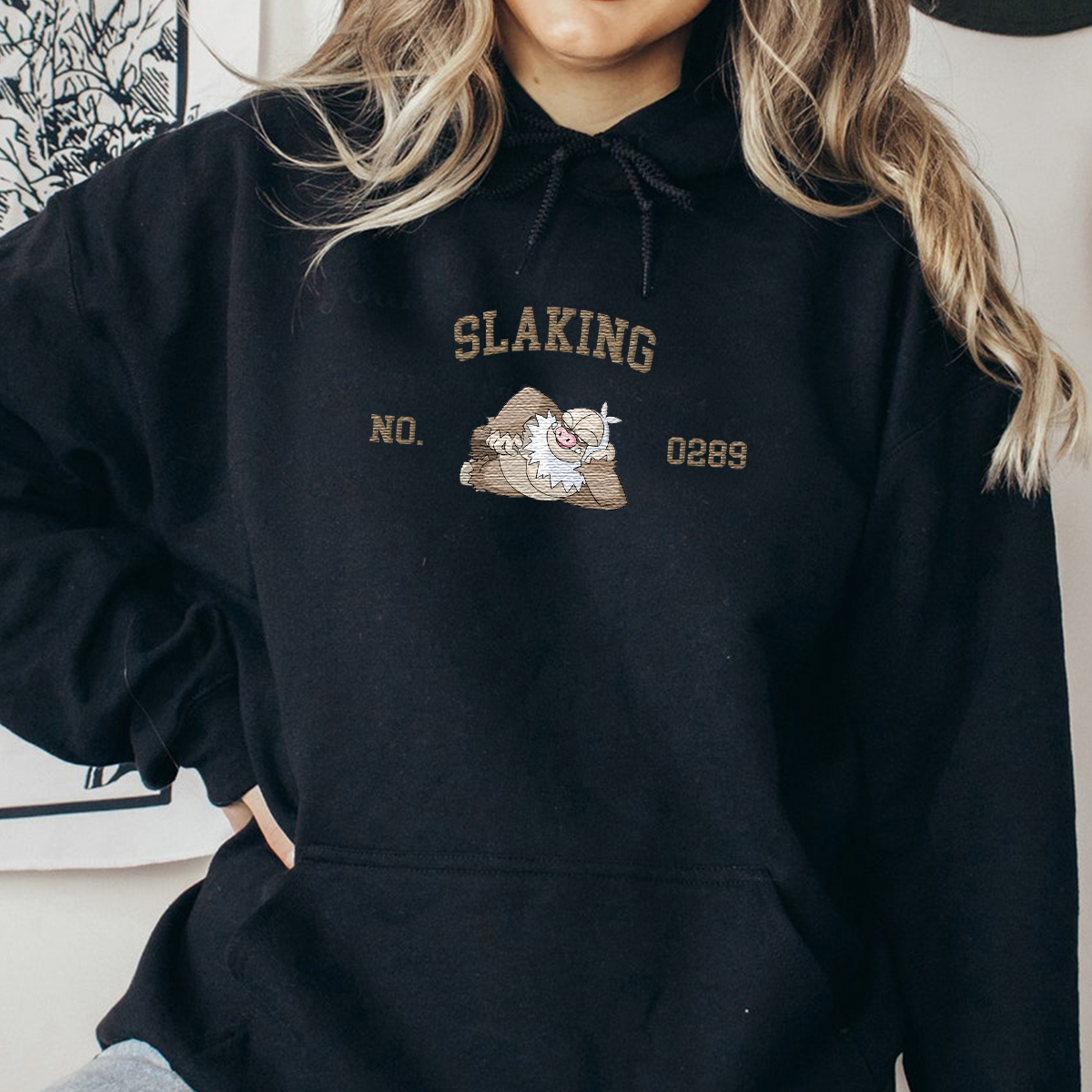 Slaking Adorable Anime-Themed Embroidered T-Shirt,Crewneck,Hoodie-Trendy Versatile and a Thoughtful Gift for Friends