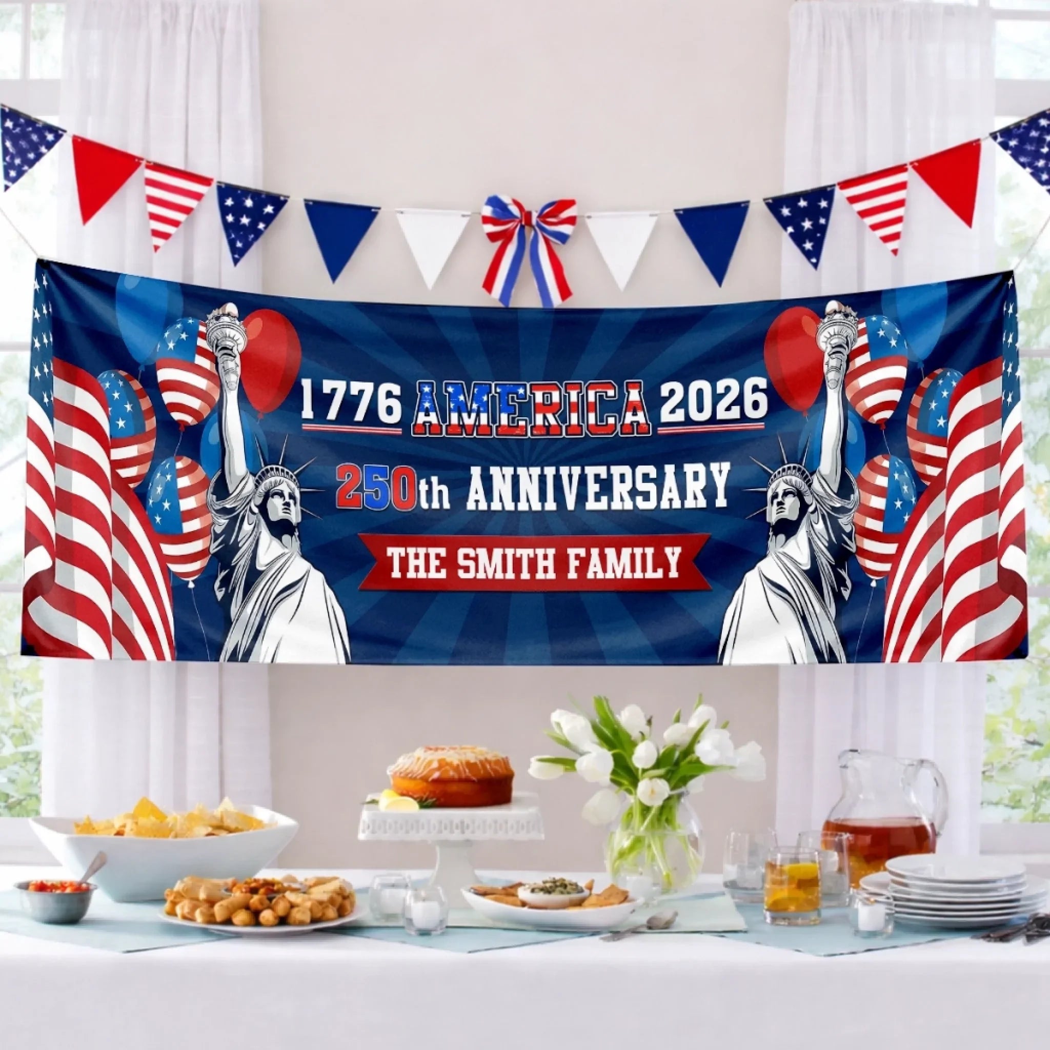 Custom Polyester Outdoor Banner - Personalized America 250th Anniversary Gifts For Mom, Dad, Brother, Sister, Kids - Party Like It¡¯s 1776