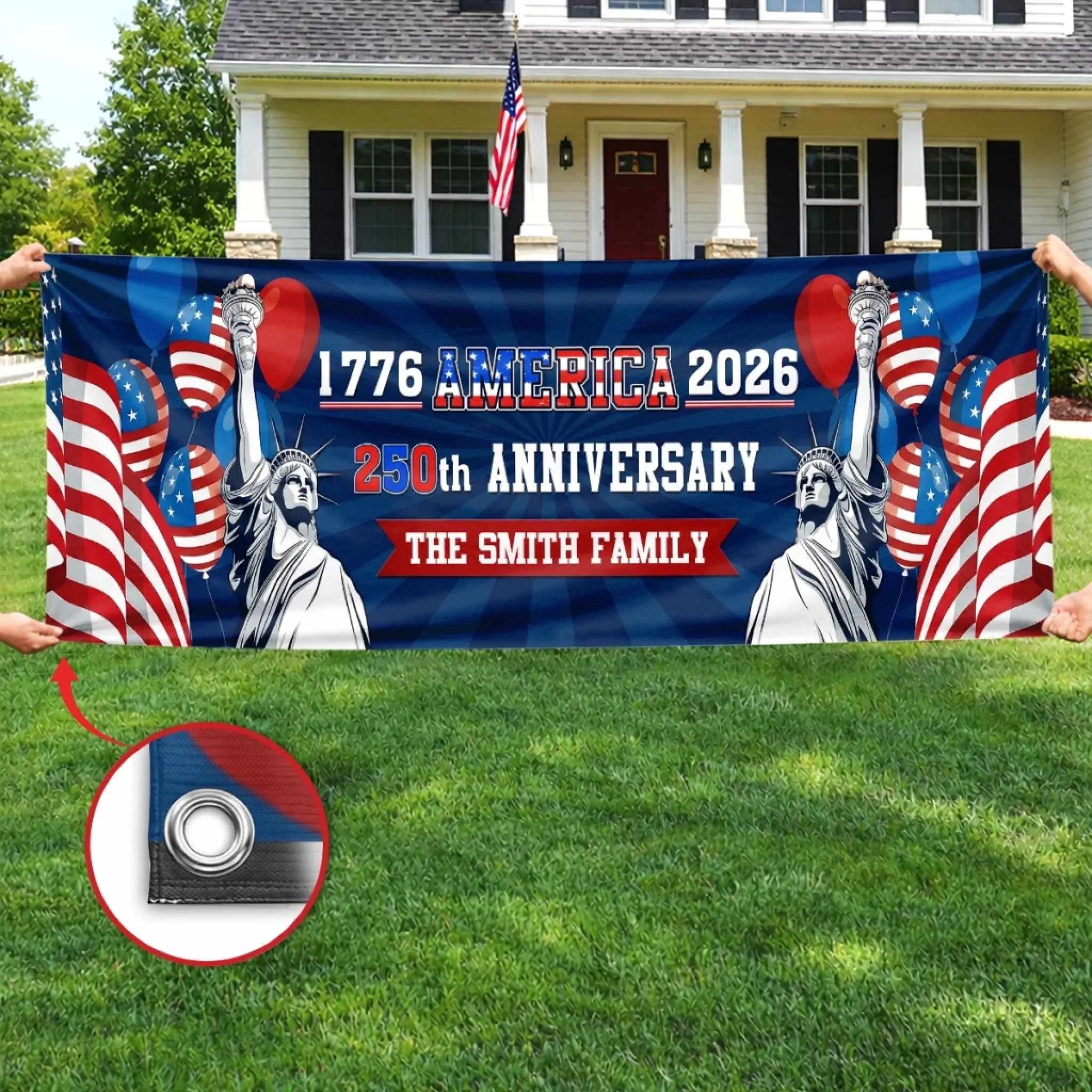 Custom Polyester Outdoor Banner - Personalized America 250th Anniversary Gifts For Mom, Dad, Brother, Sister, Kids - Party Like It¡¯s 1776