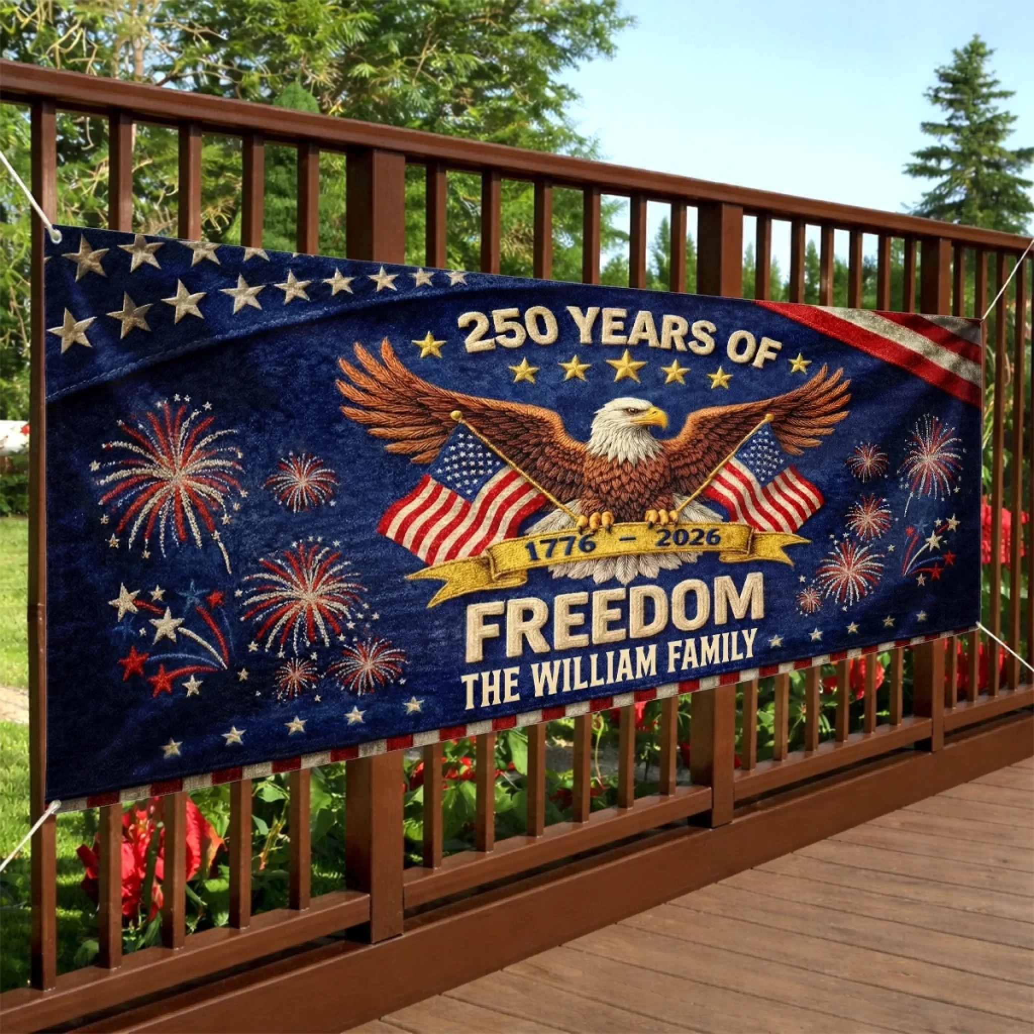 Custom Polyester Outdoor Banner - Personalized America 250th Anniversary Gifts For Mom, Dad, Brother, Sister, Kids - Pride Lives Here