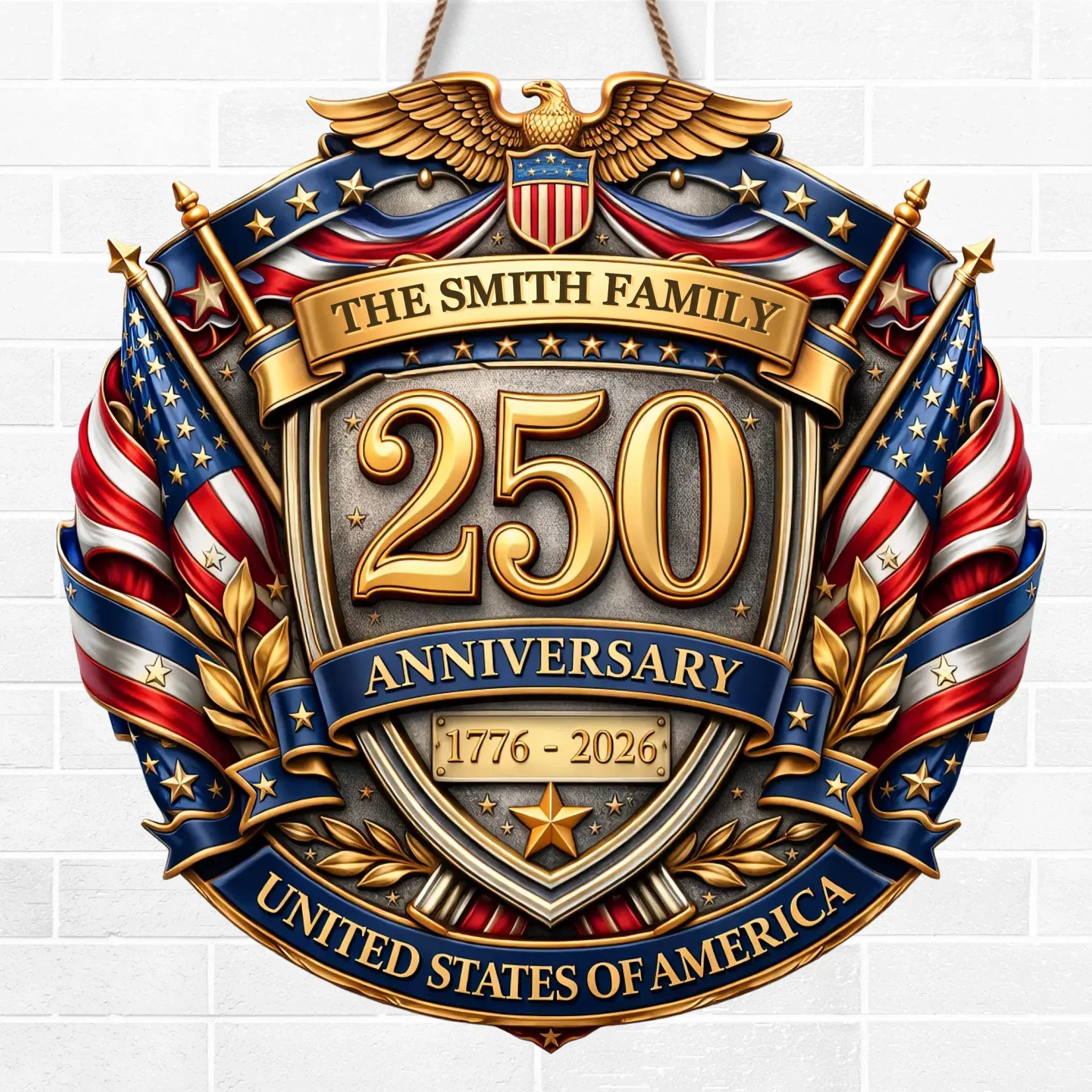 Custom Wood Sign - Personalized America 250th Anniversary Gifts For Mom, Dad, Brother, Sister, Kids - Courage Built Our Legacy