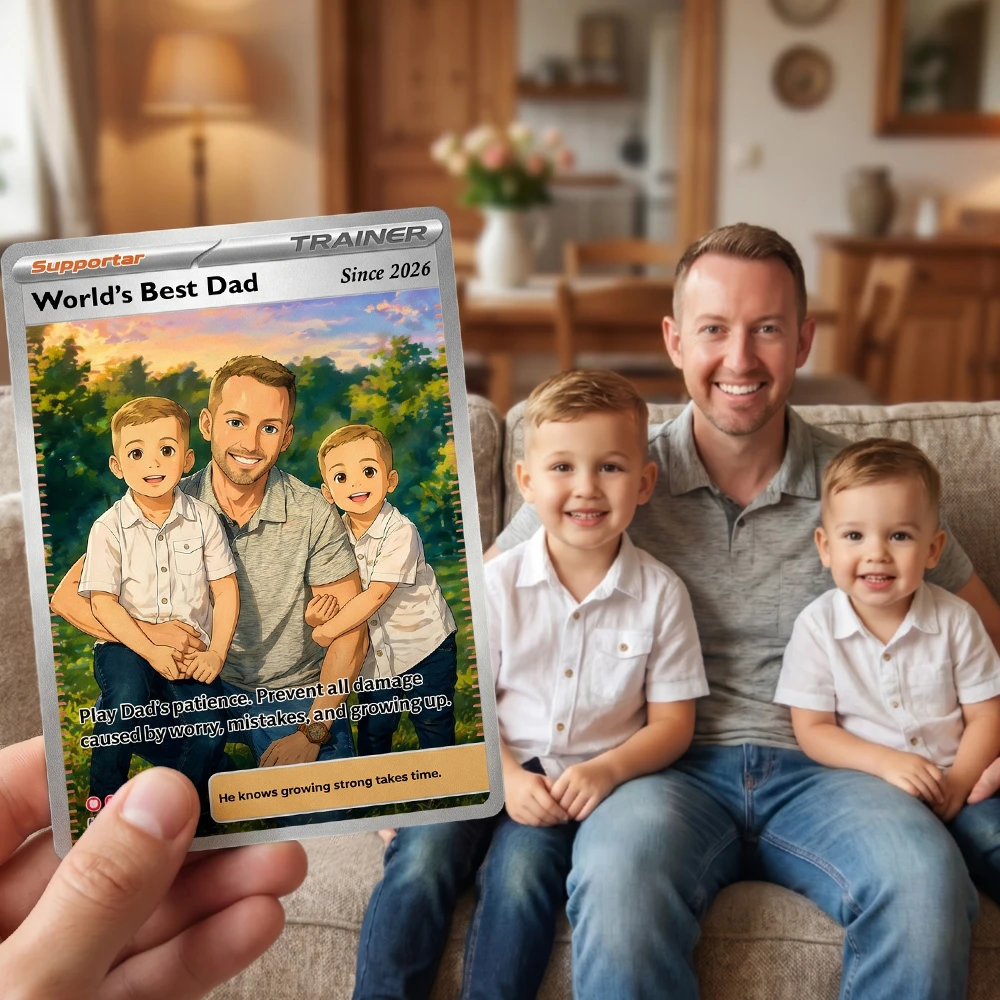 Personalized Dad Anime Supporter Trainer Card Pokecard, Father's Day
