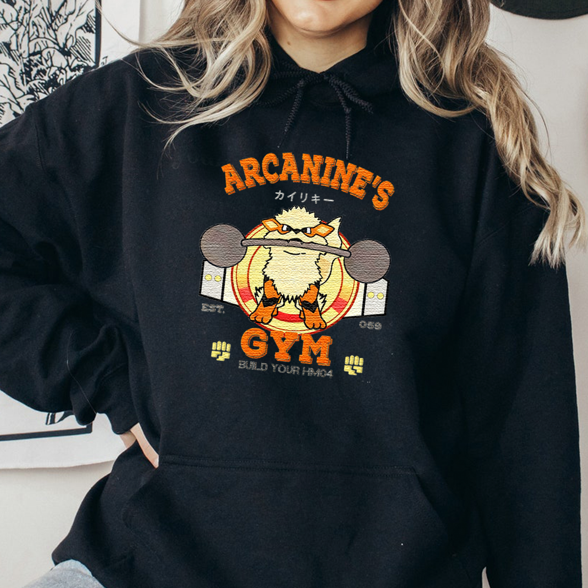 Arcanine's GYM Anime-Themed Embroidered T-Shirt,Crewneck,Hoodie-Trendy Versatile and a Thoughtful Gift for Friends