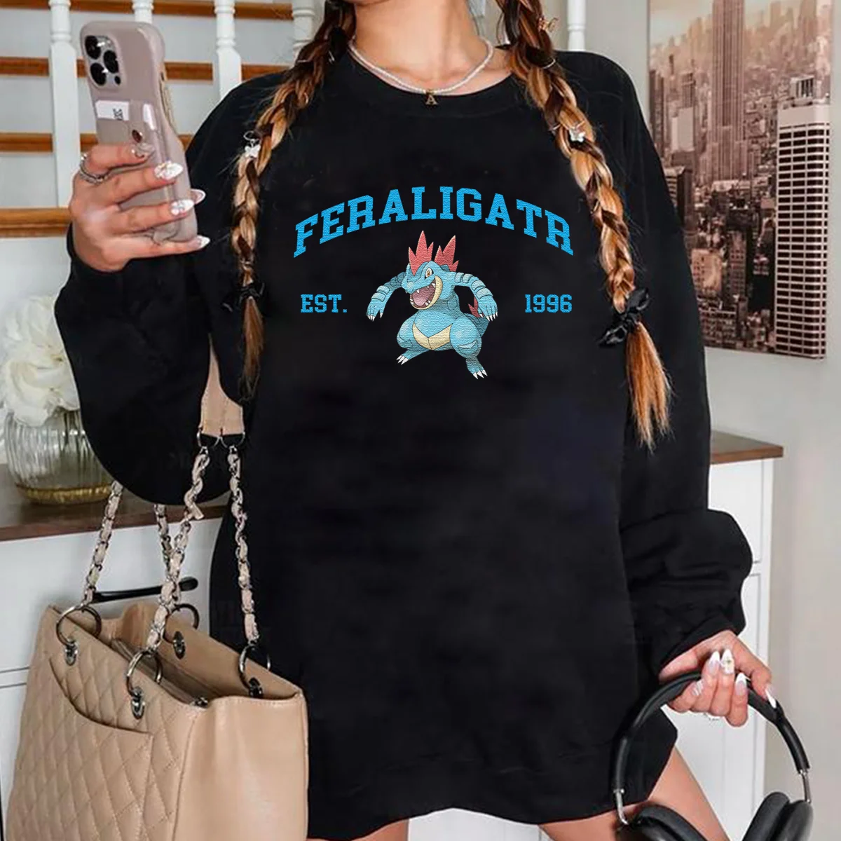 Anime Characters Embroidered Crewneck Sweatshirt,Hoodie,Personal Anime Gift Hoodie,Perfect Gift For Anime Lovers.