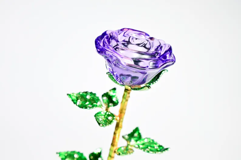 Crystal Glass Rose Bouquet Valentine's Gift, Handmade Crystal Flower for Holiday Home Décor, Crystal Glass Flower Gift for Mother's Day, anniversary, birthday,Wedding Anniversary Display