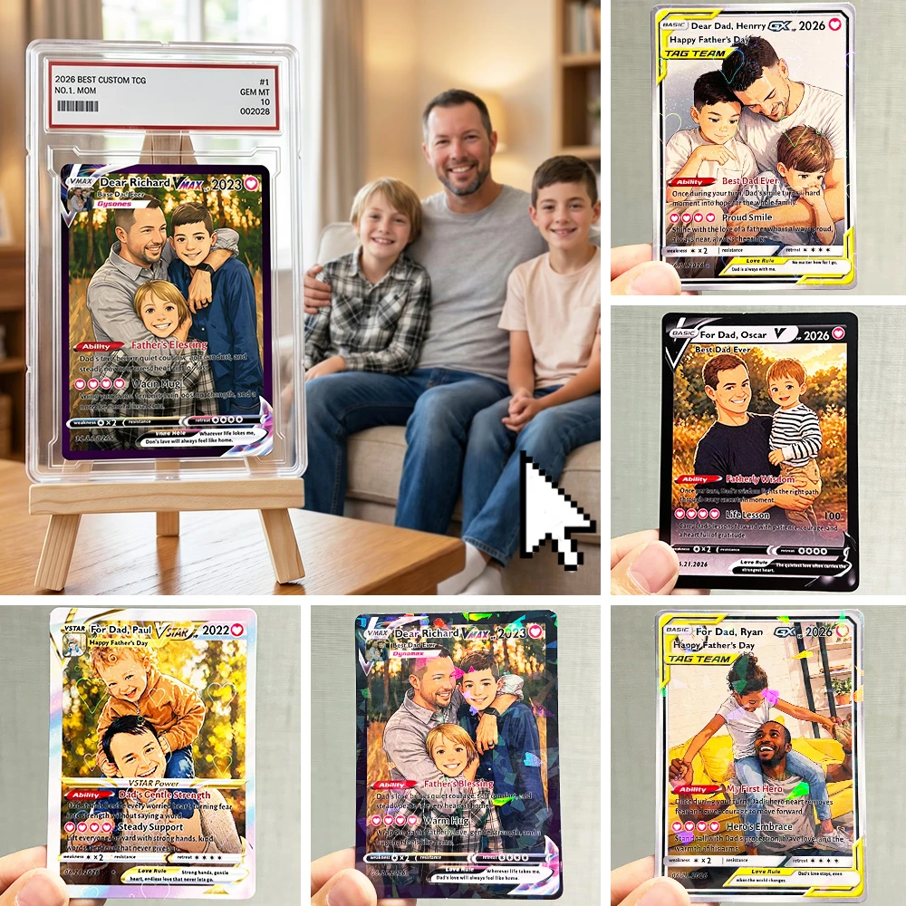 Personalized Dad Anime Poke Card V/VMAX/GX/EX, Father's Day Gift