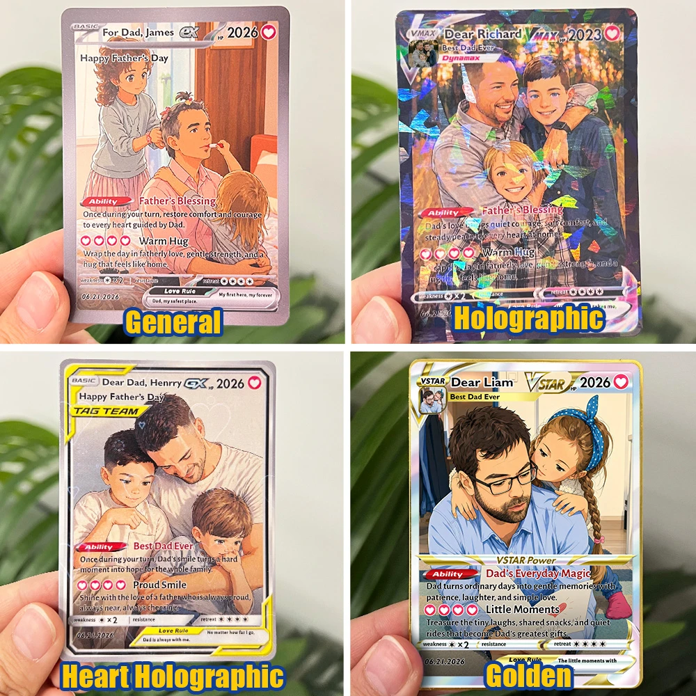 Personalized Dad Anime Poke Card V/VMAX/GX/EX, Father's Day Gift