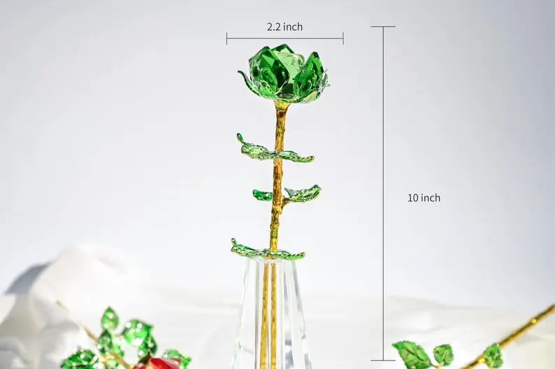 Crystal Glass Rose Bouquet Valentine's Gift, Handmade Crystal Flower for Holiday Home Décor, Crystal Glass Flower Gift for Mother's Day, anniversary, birthday,Wedding Anniversary Display