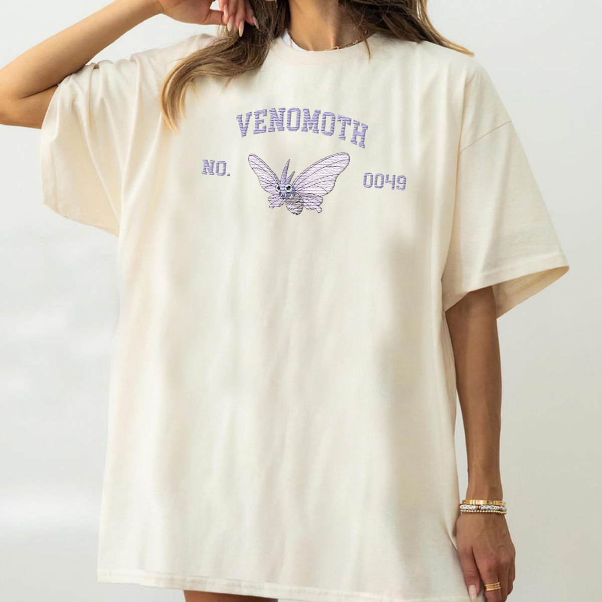 Venomoth Adorable Anime-Themed Embroidered T-Shirt,Crewneck,Hoodie-Trendy Versatile and a Thoughtful Gift for Friends
