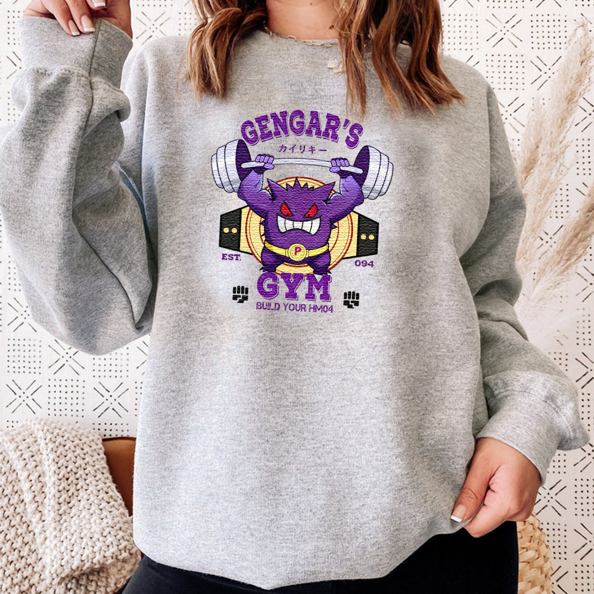 Gengar's GYM Anime-Themed Embroidered T-Shirt,Crewneck,Hoodie-Trendy Versatile and a Thoughtful Gift for Friends