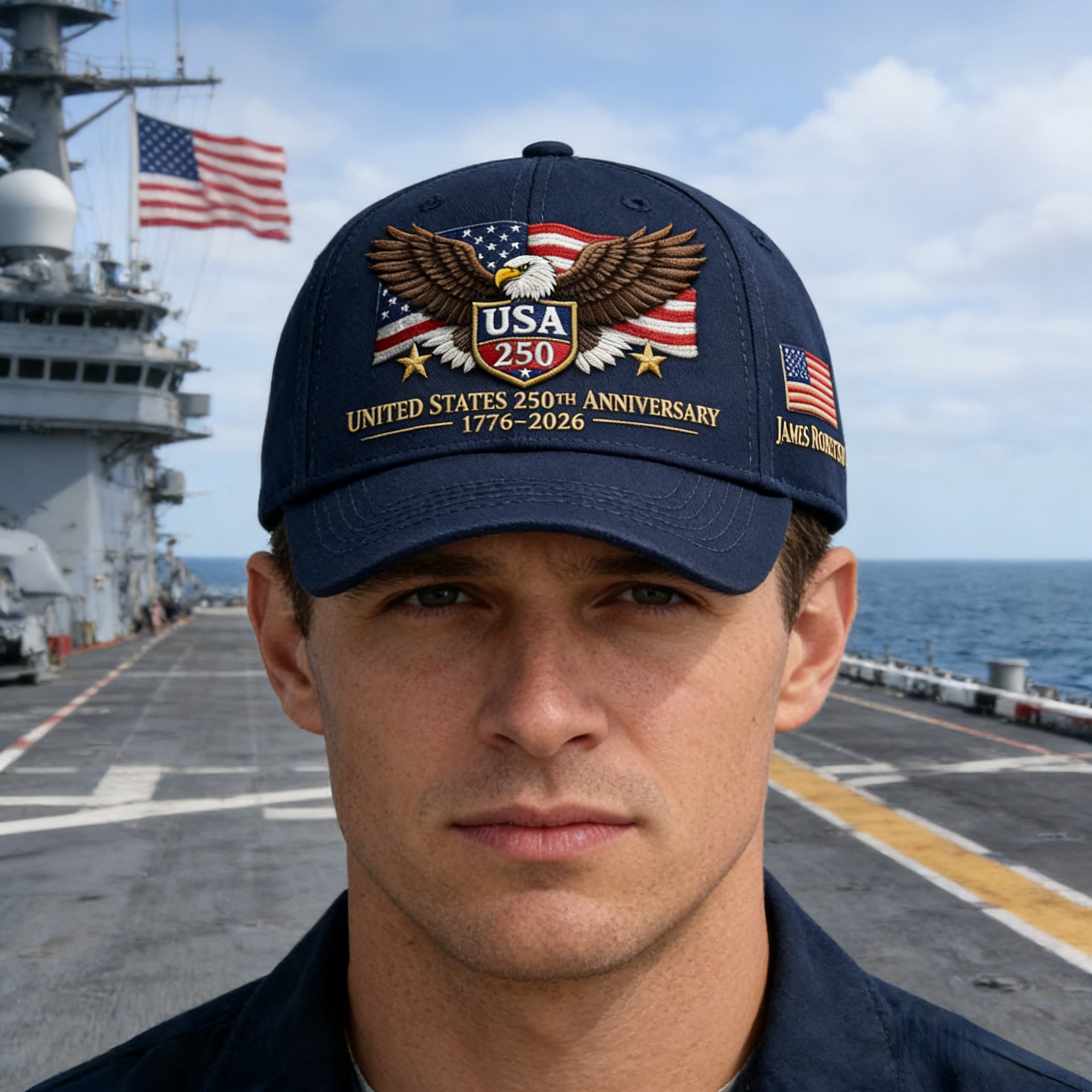 Custom embroidered USA 250 United States 250th Anniversary Hat 1776 2026 Patriotic Eagle Personalized Gift