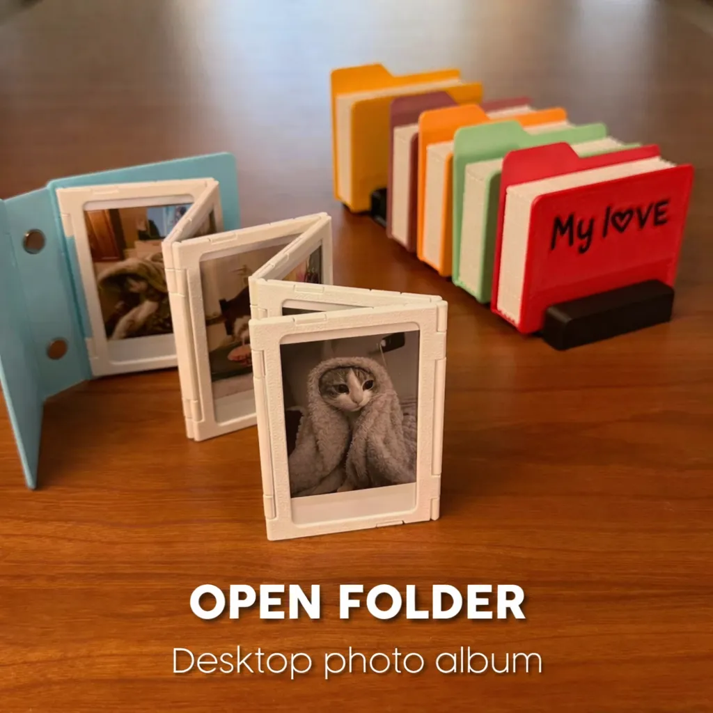 Personalized Open Folder Photo Album: Desktop Instant Photo Organizer Display