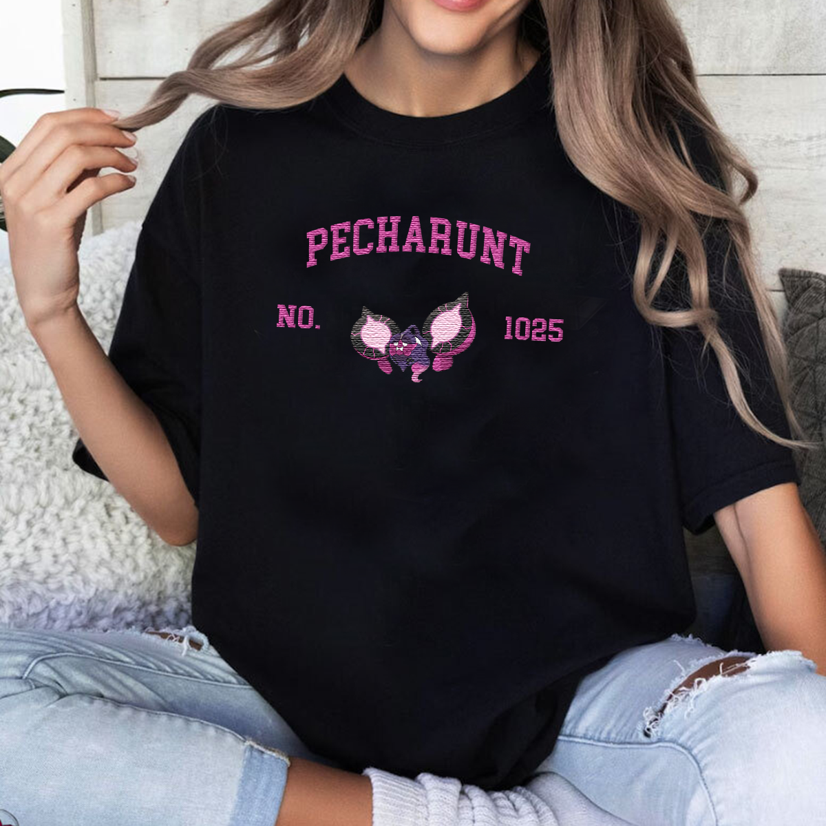 Pecharunt Anime-Themed Embroidered T-Shirt,Crewneck,Hoodie-Trendy Versatile and a Thoughtful Gift for Friends