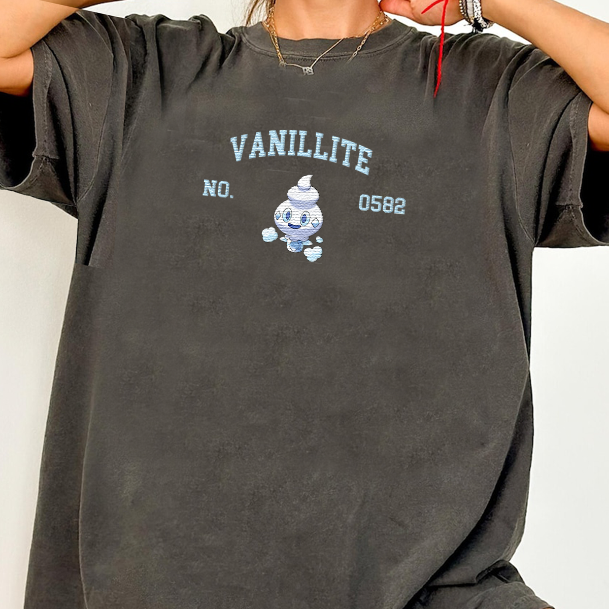 Vanillite Adorable Anime-Themed Embroidered T-Shirt,Crewneck,Hoodie-Trendy Versatile and a Thoughtful Gift for Friends