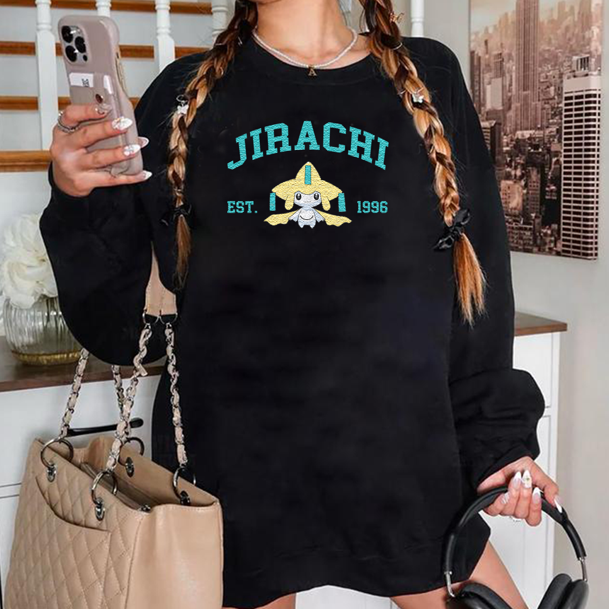 Anime Characters Embroidered Unisex Crewneck Sweatshirt,Hoodie For Gift,Personal Anime Gift Hoodie,Perfect Gift For Anime Lovers.