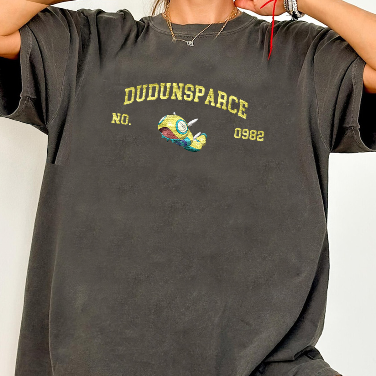 Dudunsparce Adorable Anime-Themed Embroidered T-Shirt,Crewneck,Hoodie-Trendy Versatile and a Thoughtful Gift for Friends