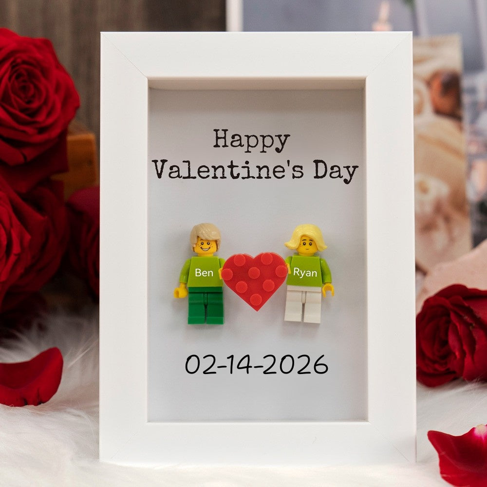 Personalized Couple Mini Figures Frame - Custom Valentine's Day Gift for Him & Her